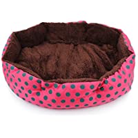 Ecloud Shop® pequeños Puntos octogonales Perrera de Terciopelo Super Suave Nido de Peluche fosa Gato Rojo